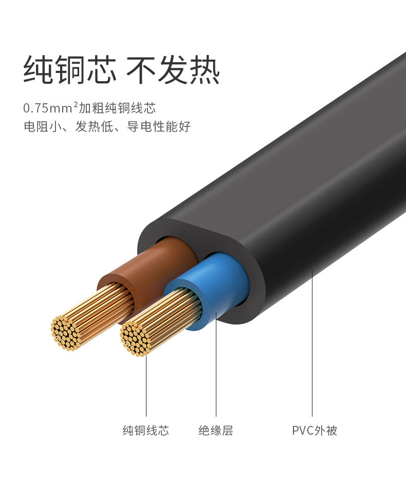 VDE欧规电源线带插头线2芯8字尾欧标电视台灯音响1.5米环保阻燃详情20