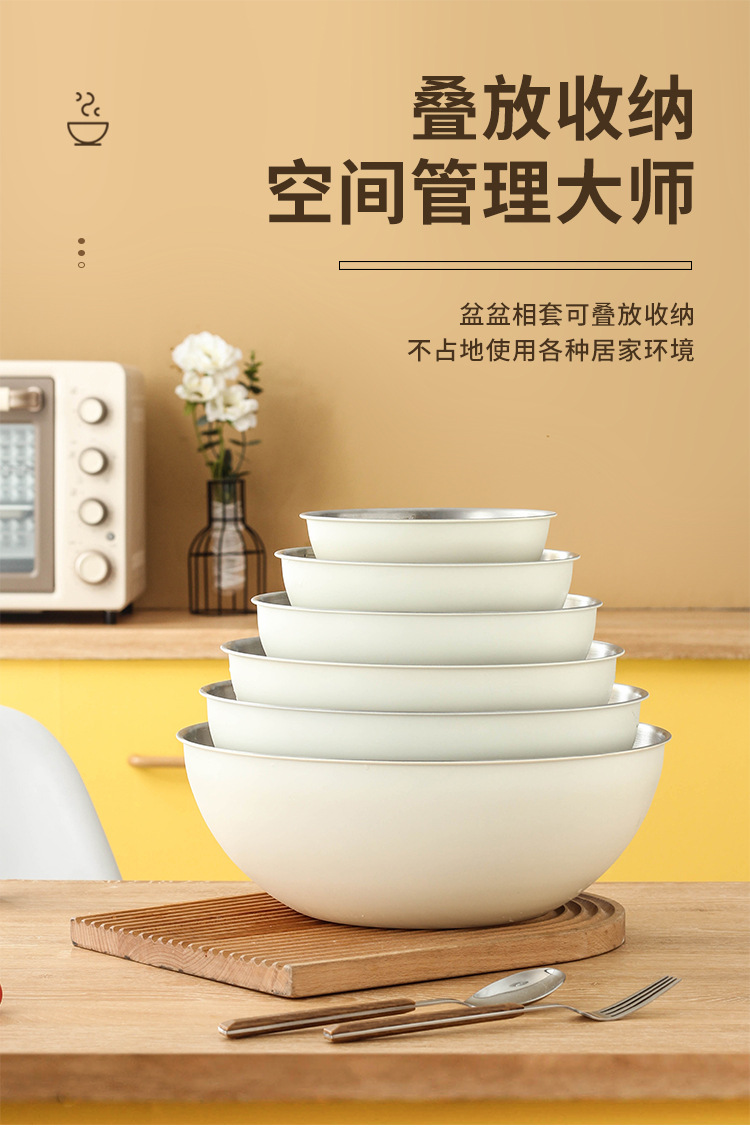 Factory direct sales of Korean-style salad bowls, stainless steel household salad bowls with scales, washbasins, baking and egg-beating cooking basins pic 12