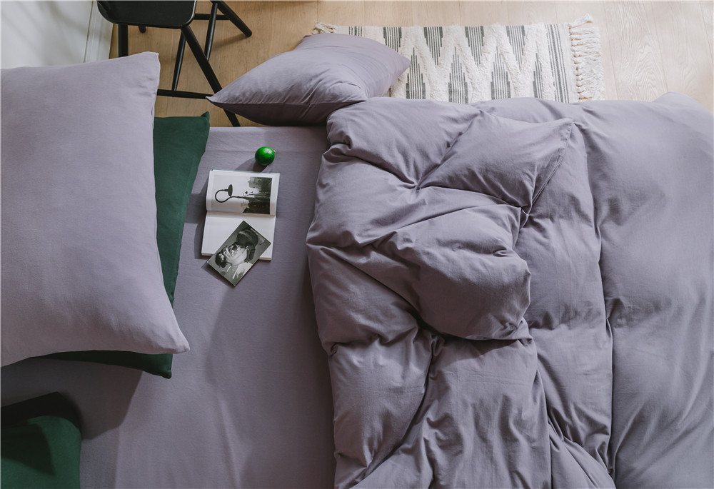 ins Japanese-style solid color all-cotton knitted cotton four-piece set, skin-friendly nude sleeping plain double-layer Indian cotton bed sheet pic 94