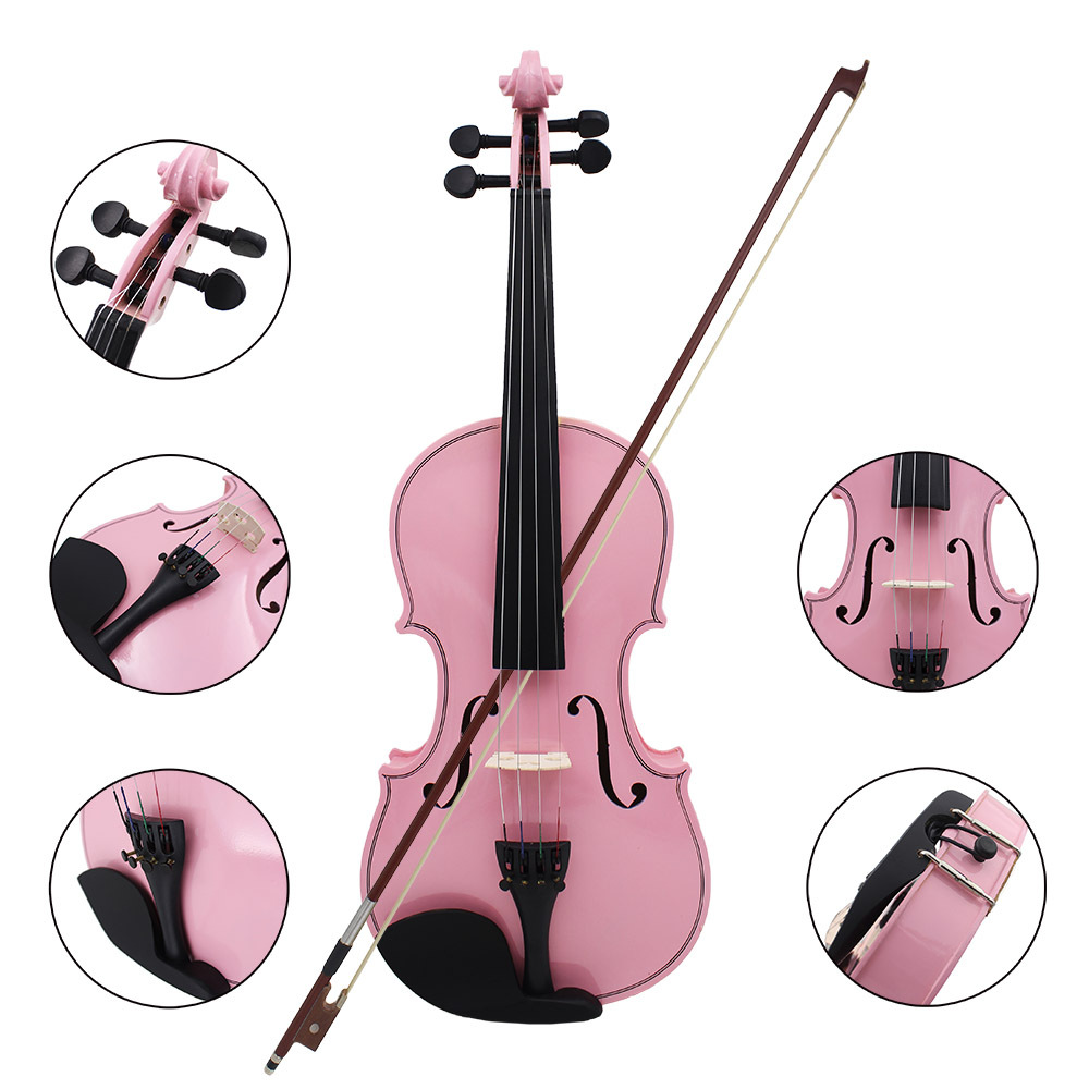 Factory direct sales of colored violins, wooden violins, beginners, adults and children practice solid wood violins (violin) pic 5