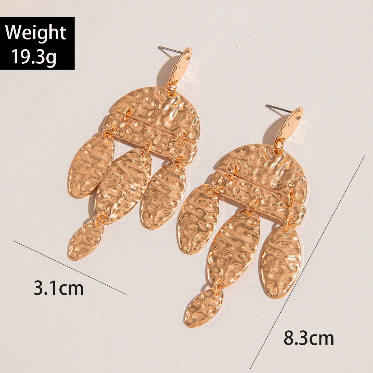 欧美跨境复古水滴形褶皱耳环气质高级感几何椭圆三角形耳钉耳饰女详情13