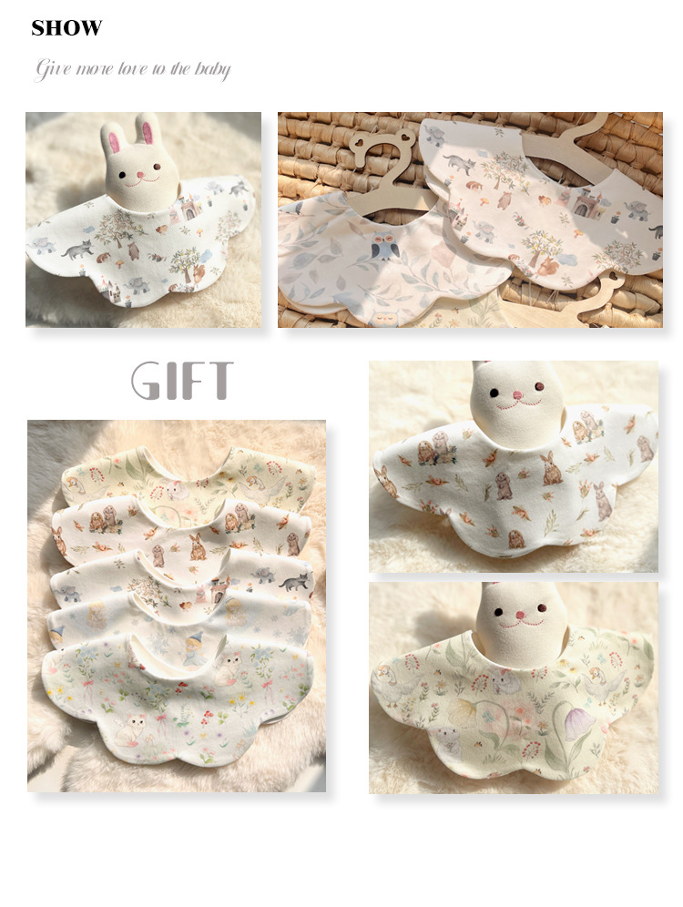 棉婴库 婴儿纯棉防水围嘴新生儿围兜口水巾儿童围兜男女宝宝A类详情14