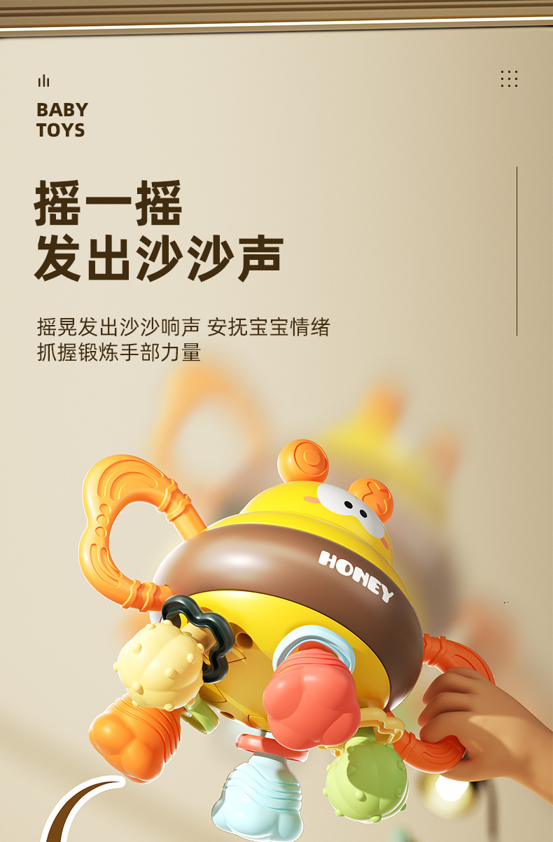 曼哈顿婴儿三合一忙碌球宝宝安抚牙胶手抓玩具婴幼儿多功能手握球详情9