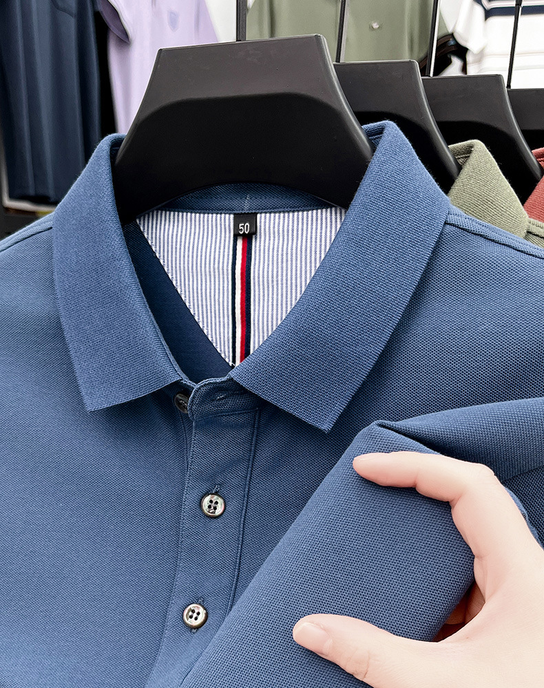 细珠地纯棉polo衫短袖男夏季新款中年纯色商务休闲翻领男士t恤详情20