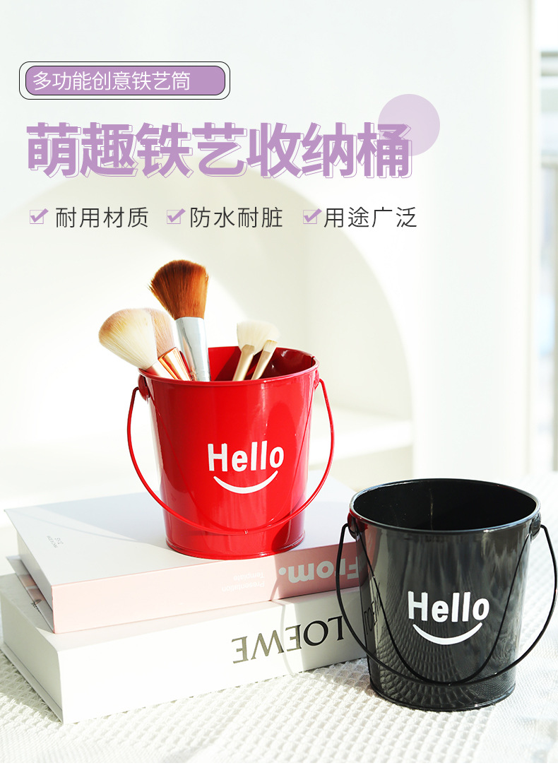 铁皮小提桶金属铁艺花桶收纳小桶阳台绿植多肉种植套盆桌面装饰桶详情1