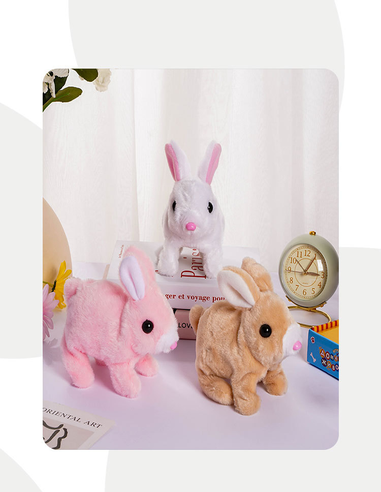The new electric plush rabbit toy can walk, bark and move its ears. It is an electric white rabbit pet toy dog pic 12