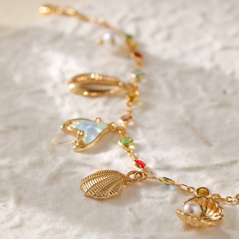 波西米亚风小清新脚链铜镀18K真金链条保色小众INS海洋风度假足饰详情9