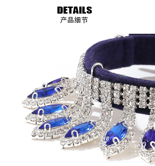 Pink diamond-encrusted tassel pet collar, universal cat and dog accessories, pet accessories, bell, pet necklace supplies pic 3