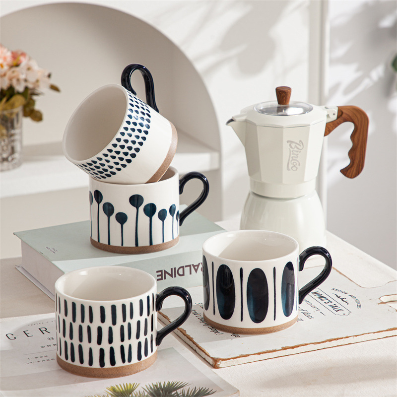 Japanese ceramic coffee cups, rough earthenware cups, hand-painted underglaze colors, large-capacity drinking cups, color box mugs as souvenirs pic 7