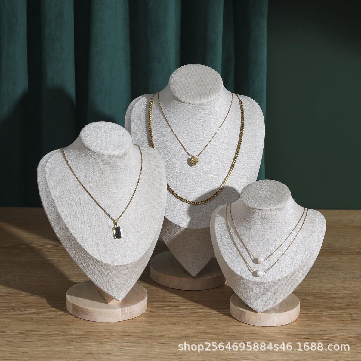 Wooden velvet necklace display stand, neck mold pendant stand, jewelry stand, human neck jewelry window storage, model stand pic 10