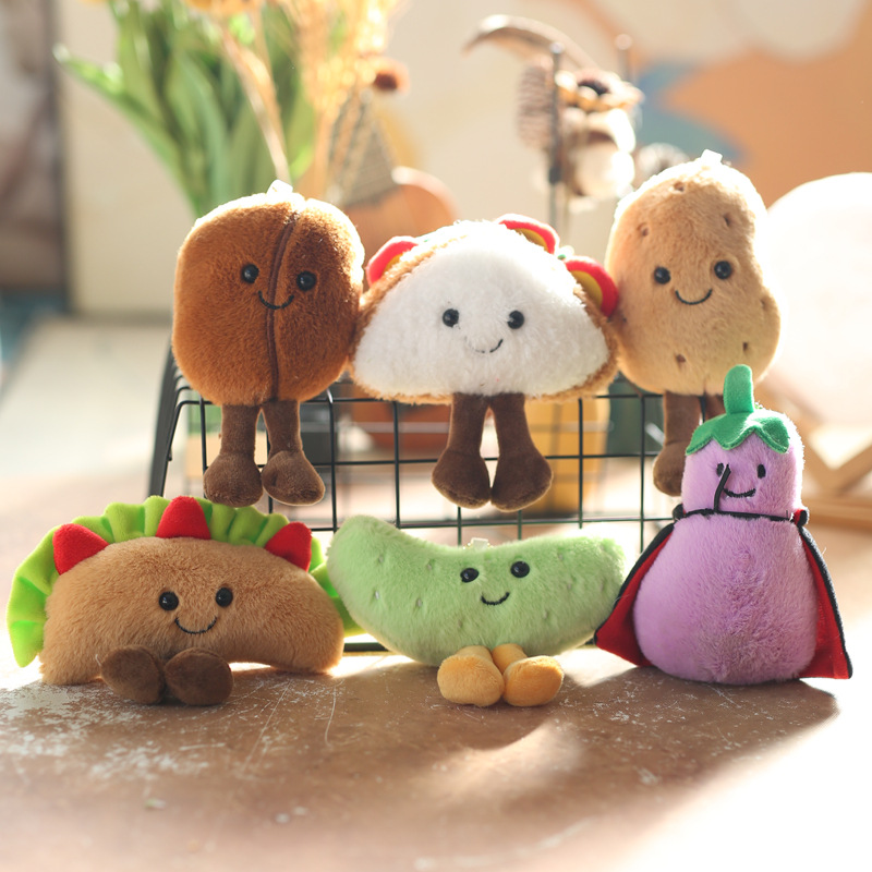 Cute and adorable sandwich food toy pendant, plush toy doll, hamburger eggplant bag, hanging decoration, keychain doll pic 1