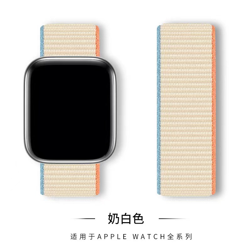 适用苹果尼龙回环表带iwatchS10编织魔术贴apple watcsS9手表表带详情8