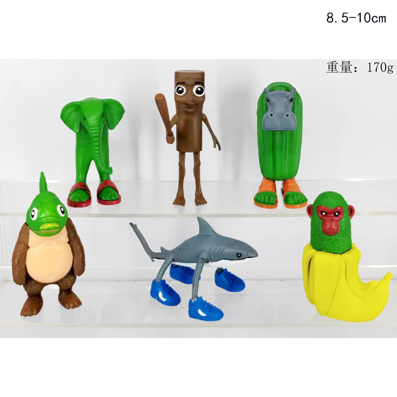 跨境新品穿鞋的鲨鱼公仔山海经系列手办通通通木棍人玩偶模型摆件手办模型详情2