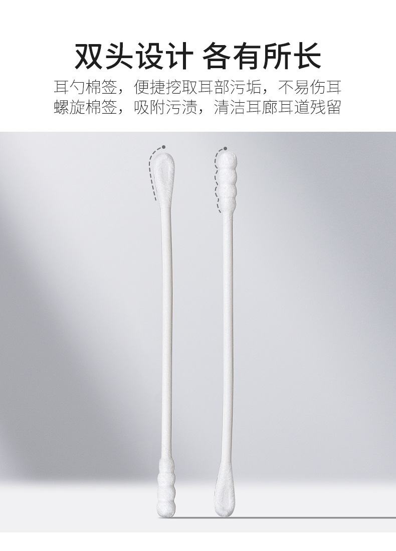 棉签掏耳专用化妆用棉花棒医药棉棒婴儿耳朵耳勺耳棉签一次性双头详情7