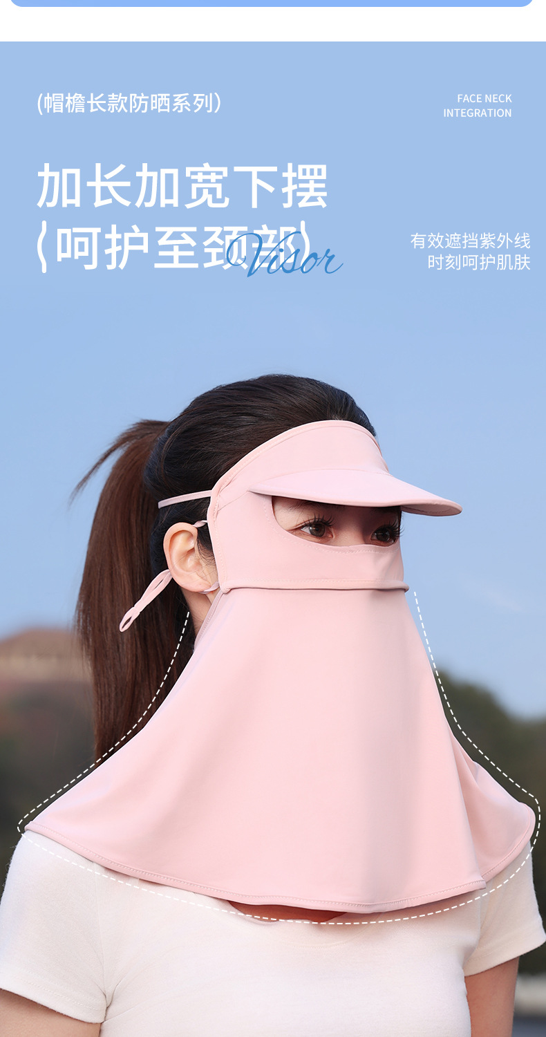 夏季帽檐防晒面罩女开车全脸防紫外线薄款透气冰丝防护遮阳脸基尼详情3