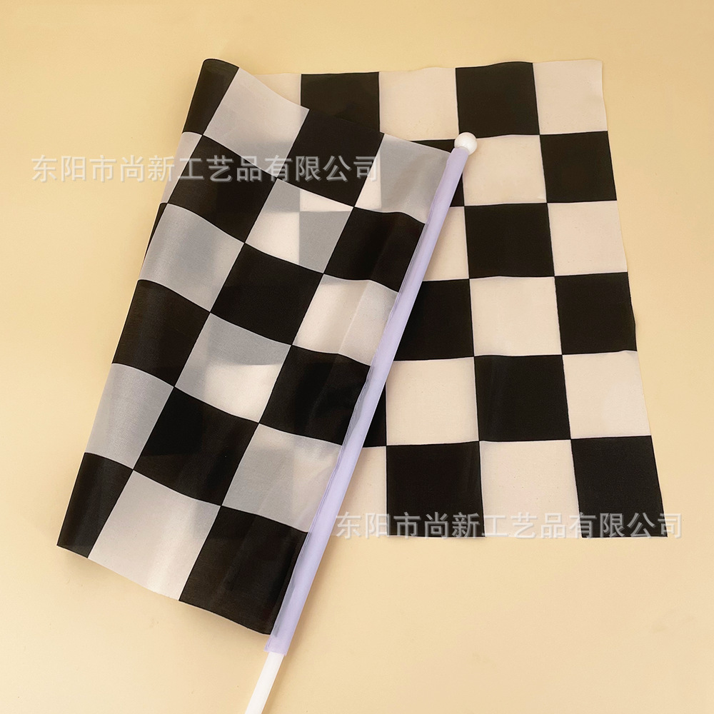 跨境现货黑白赛车手摇旗黑白旗黑白格竞赛涤纶旗帜春亚纺详情12