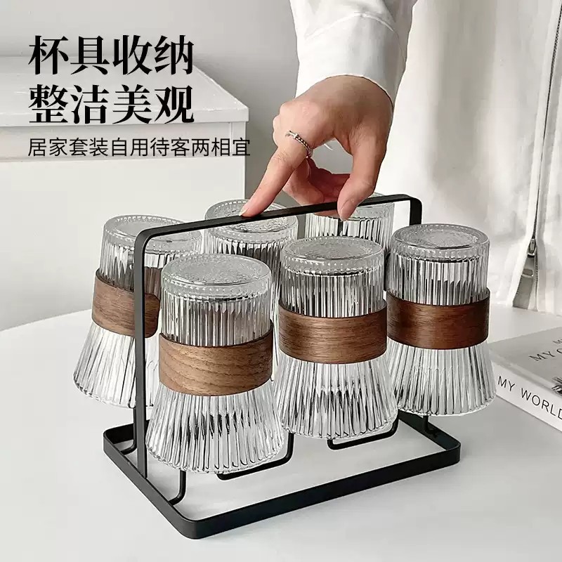 中式水杯套装玻璃杯子家用隔热防烫茶杯客厅待客果汁杯咖啡杯子详情4