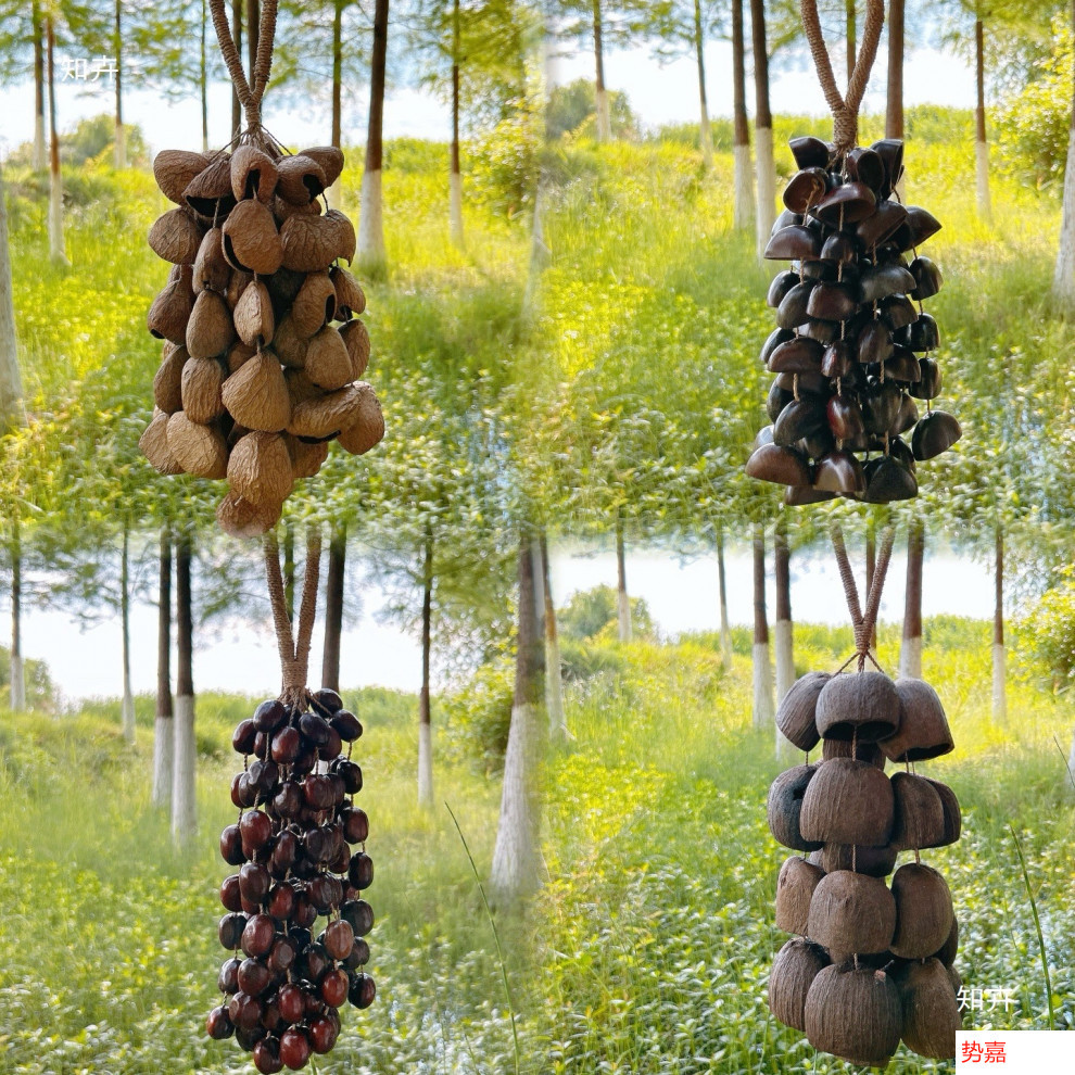 Fruit shell bell pendant, special string, fruit shell hand-cranked instrument yoga accompaniment stress-relieving sound therapy bag, wind chime pendant pic 1