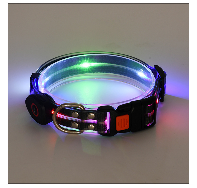 LED light-emitting collar, usb charging pet collar with light, pvc rubber-coated webbing dog leash, luminous dog collar pic 9