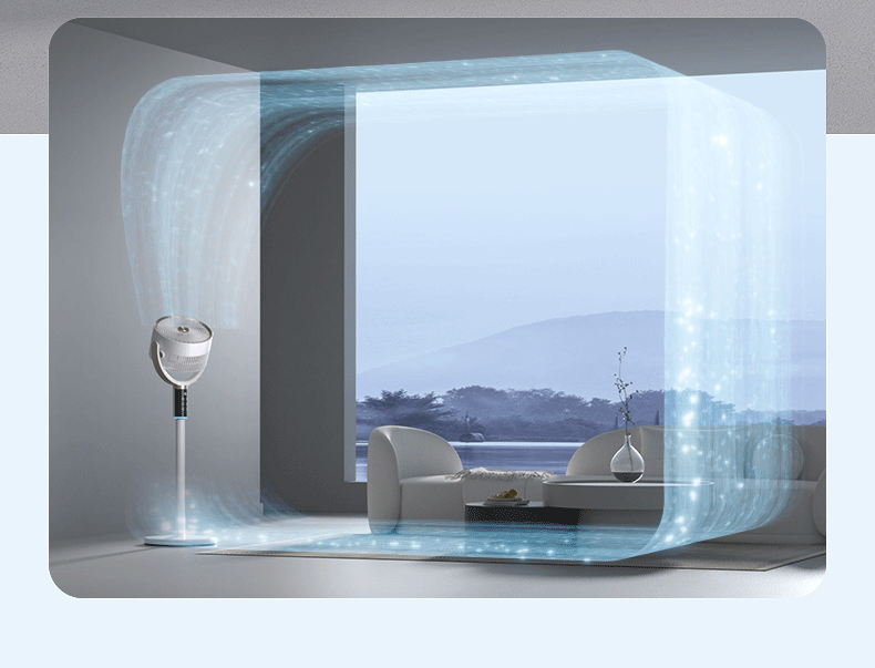 Camel AI intelligent voice touch screen floor-standing circulating fan with remote control automatic headlight negative ion electric fan pic 4