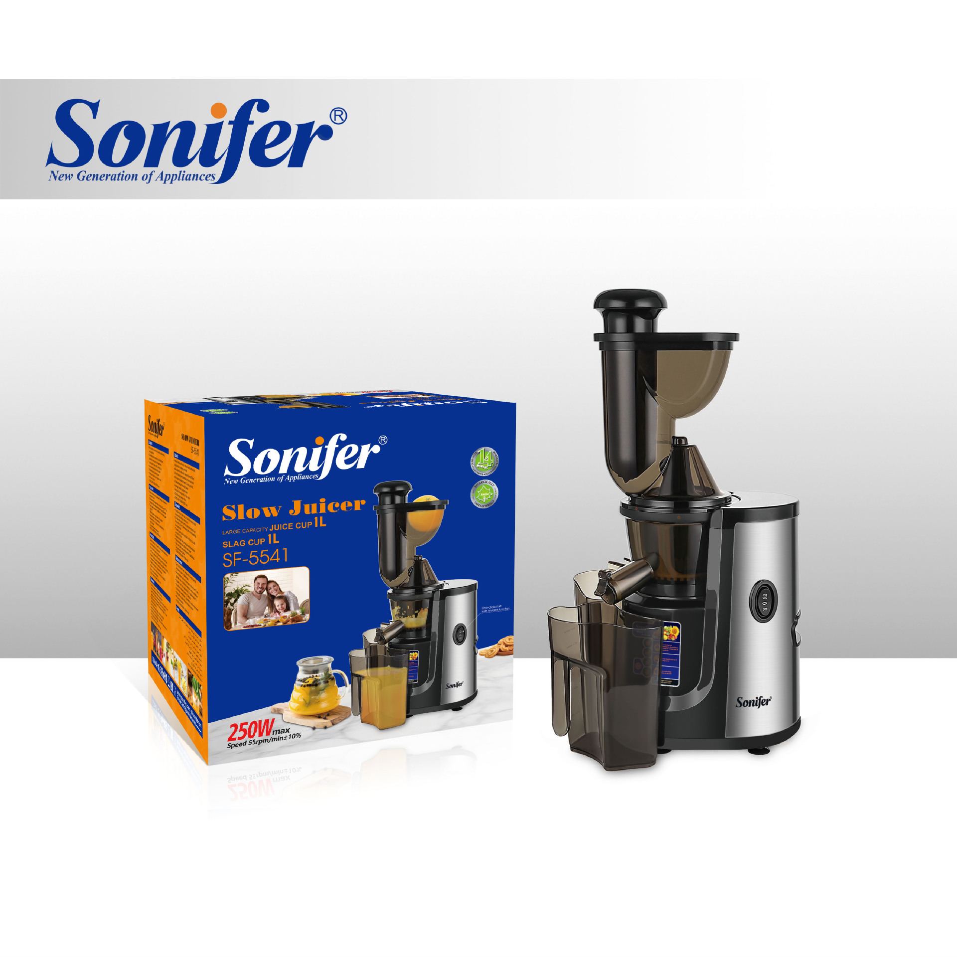 Sonifer Cross-border multi-functional large-diameter juicer, fruit juice machine, slow-speed household blast-free juicer pic 2