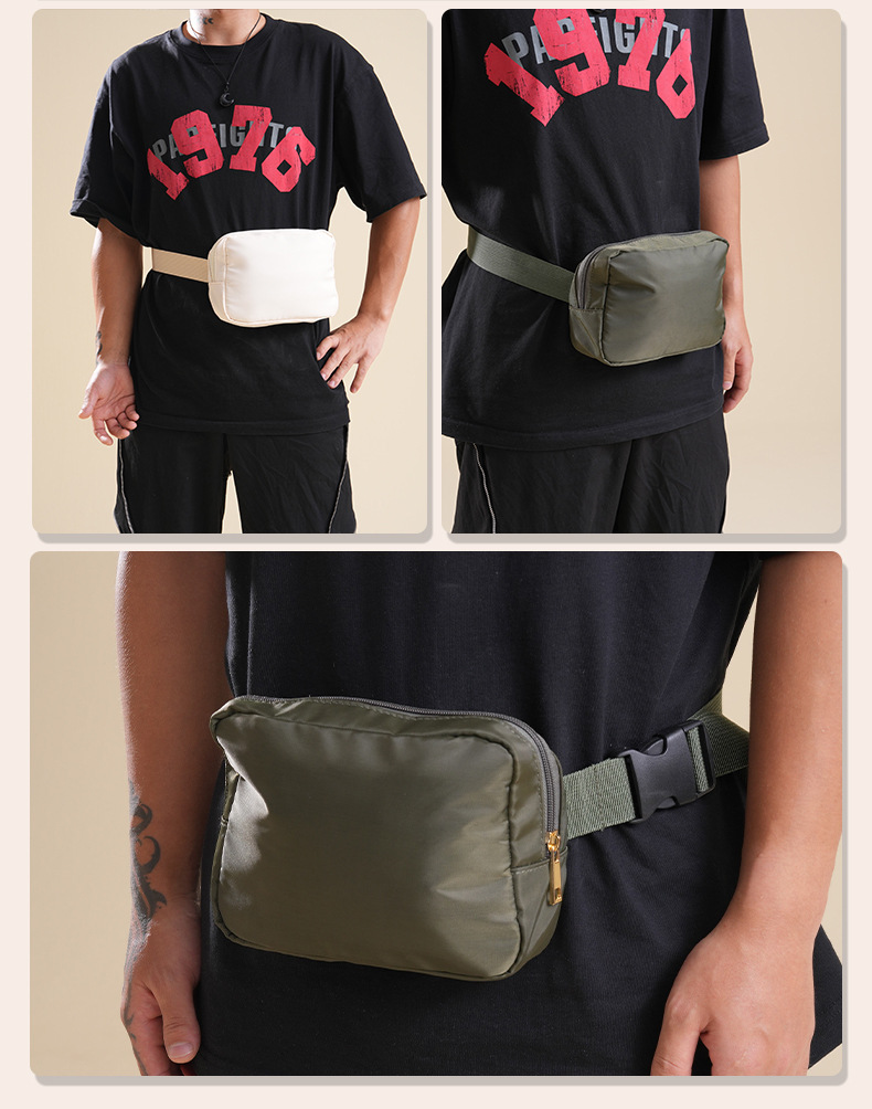Cross-border lulu waist bag for both men and women, nylon large-capacity sports single-shoulder bag, loose change, mobile phone storage crossbody bag pic 10