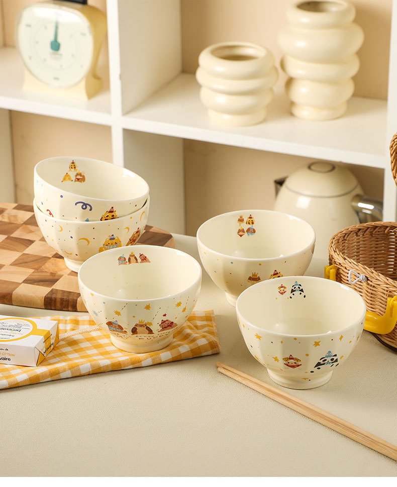 碗碟碗具套装家用可爱卡通陶瓷汤碗面碗沙拉碗盘子碗全套潮州餐具详情18