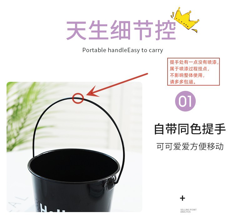 铁皮小提桶金属铁艺花桶收纳小桶阳台绿植多肉种植套盆桌面装饰桶详情6