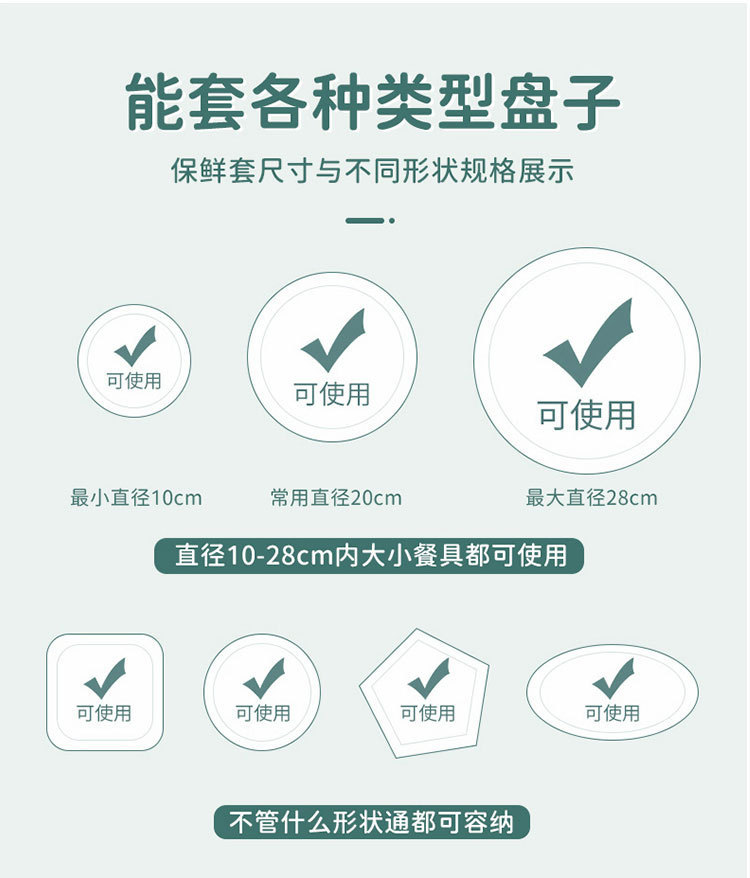 食品级一次性保鲜膜PE套罩保鲜袋家用带松紧浴帽式保鲜套剩菜专用详情5