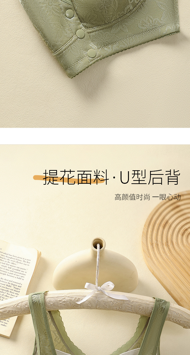 妈妈文胸中老年人背心式透气胸罩夏季薄款大码前开扣中年妇女内衣详情14