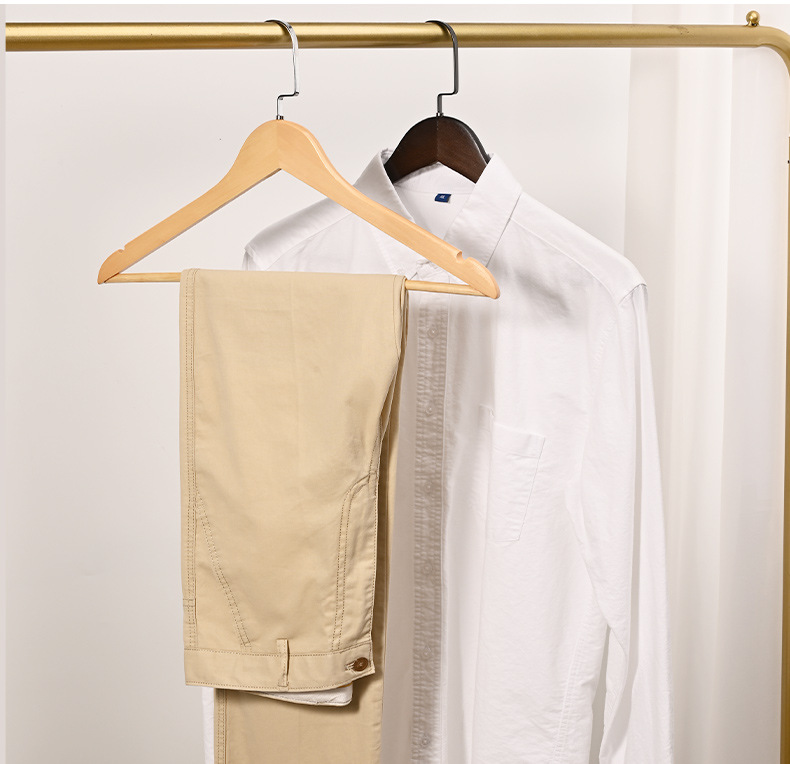 亚马逊跨境实木P66酒店衣架 本色复古木质防滑无痕衣撑木衣架详情13