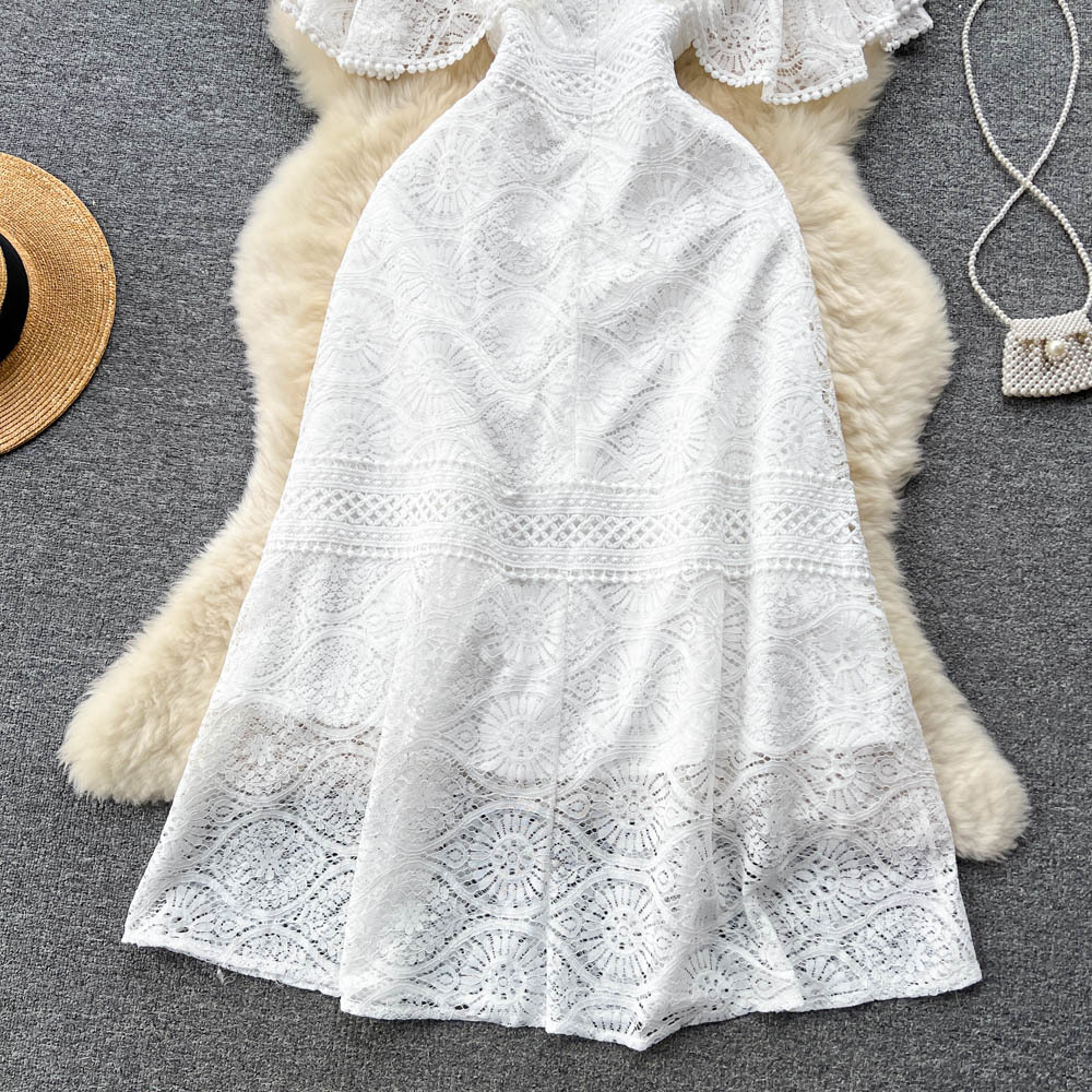 European-style lace dress with a thousand gold pieces, embroidered and hollowed-out design, and lotus leaf sleeves, exudes a high-end and elegant princess style pic 15