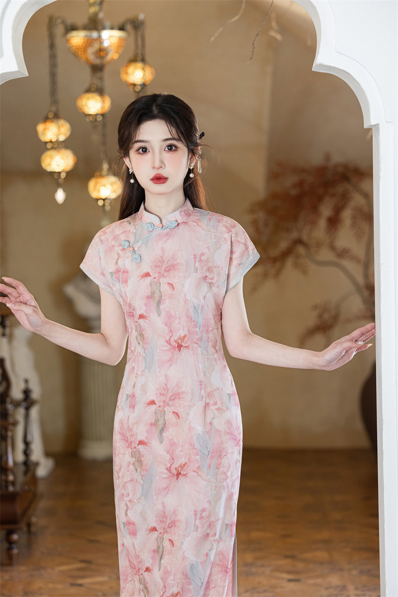 The new Chinese style of traditional Chinese style improvement 2025 Spring/Summer new mesh sleeved dress is suitable for young ladies to wear daily in cheongsam pic 9
