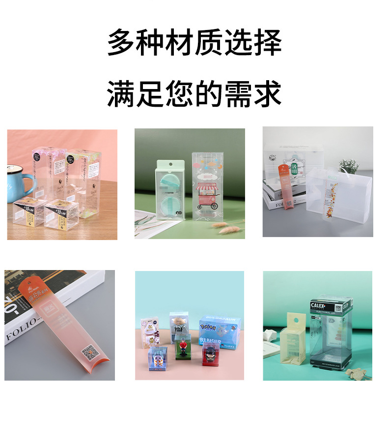 批发透明PVC折叠盒创意盲盒手办PET盒日用品塑料包装盒防尘收纳盒详情9