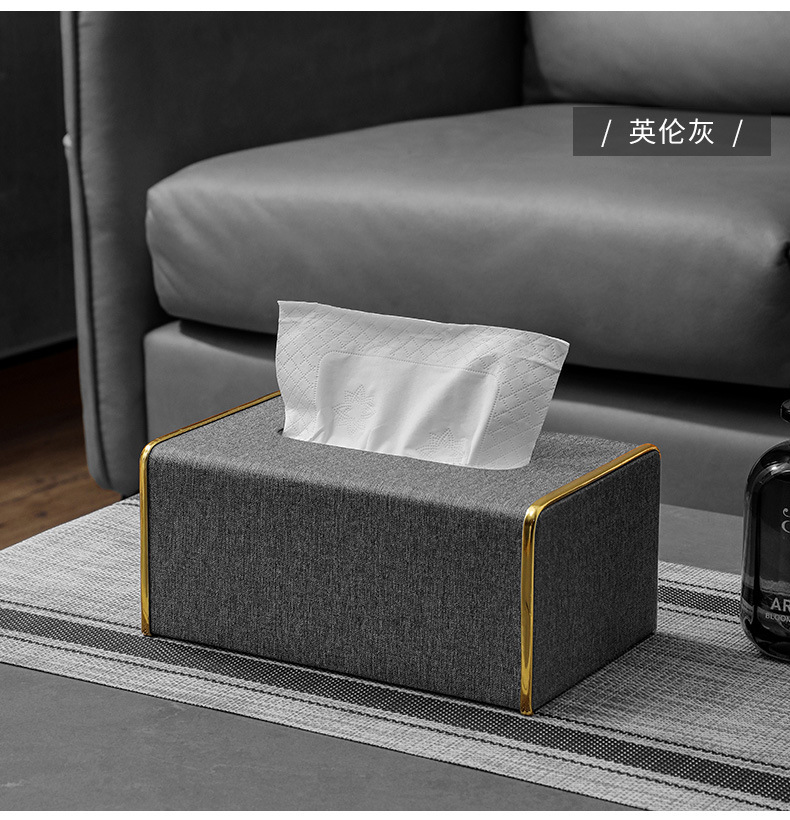 Light luxury paper tissue box, creative and simple living room, home, bedroom tissue box, high-end leather tissue box for hotels and restaurants pic 12