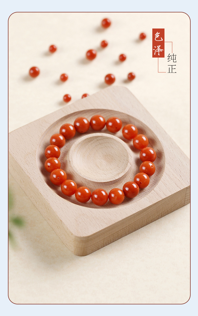 正品9A天然满肉南红玛瑙散珠柿子红色圆珠子手串diy手工饰品串珠详情22