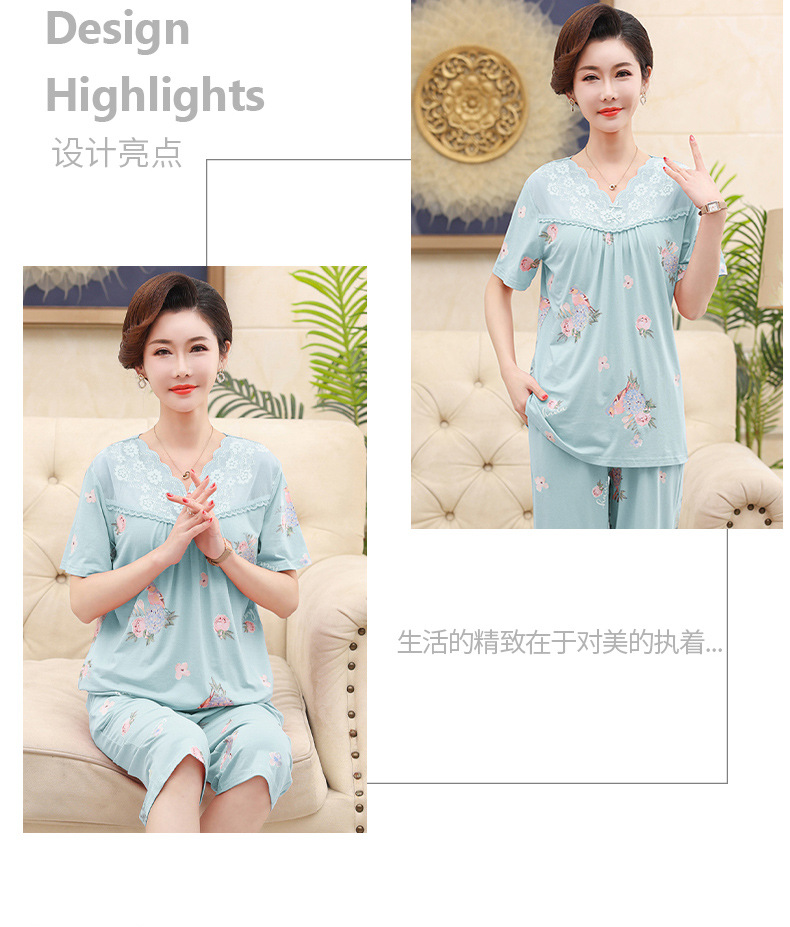 Middle-aged and elderly women wear summer short-sleeved, thin cotton clothes. Middle-aged women wear summer round-neck home clothes. Grandmothers and the elderly pic 81