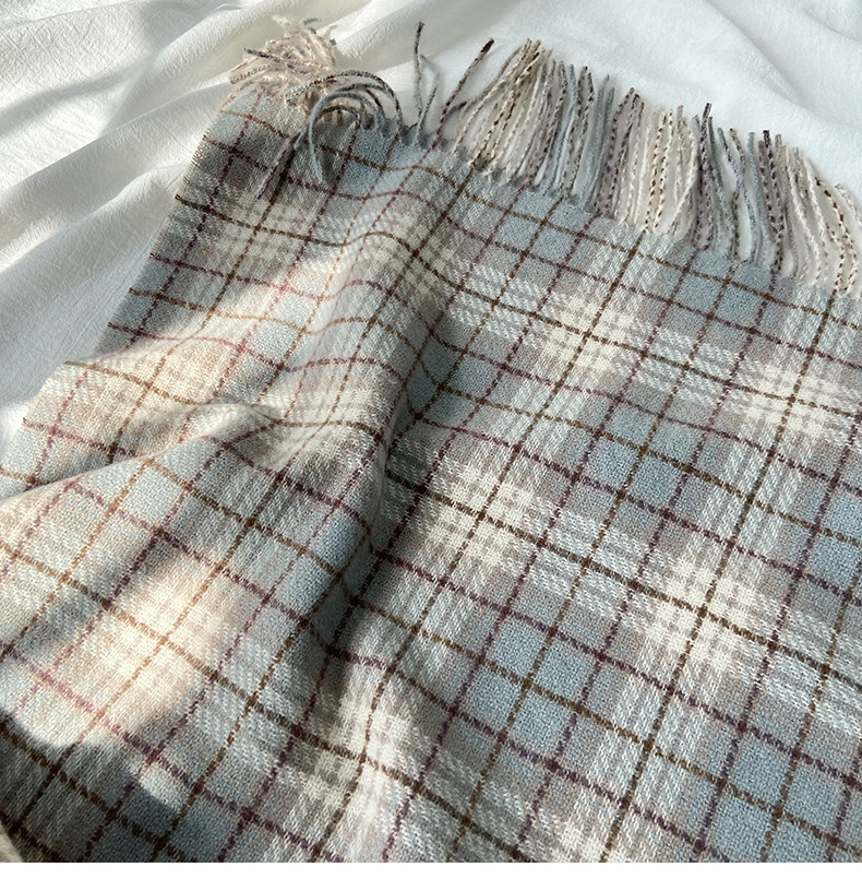 一件代发格子围巾女秋冬学生新款围脖韩系流苏高级氛围感保暖情侣百搭披肩地摊批发详情33