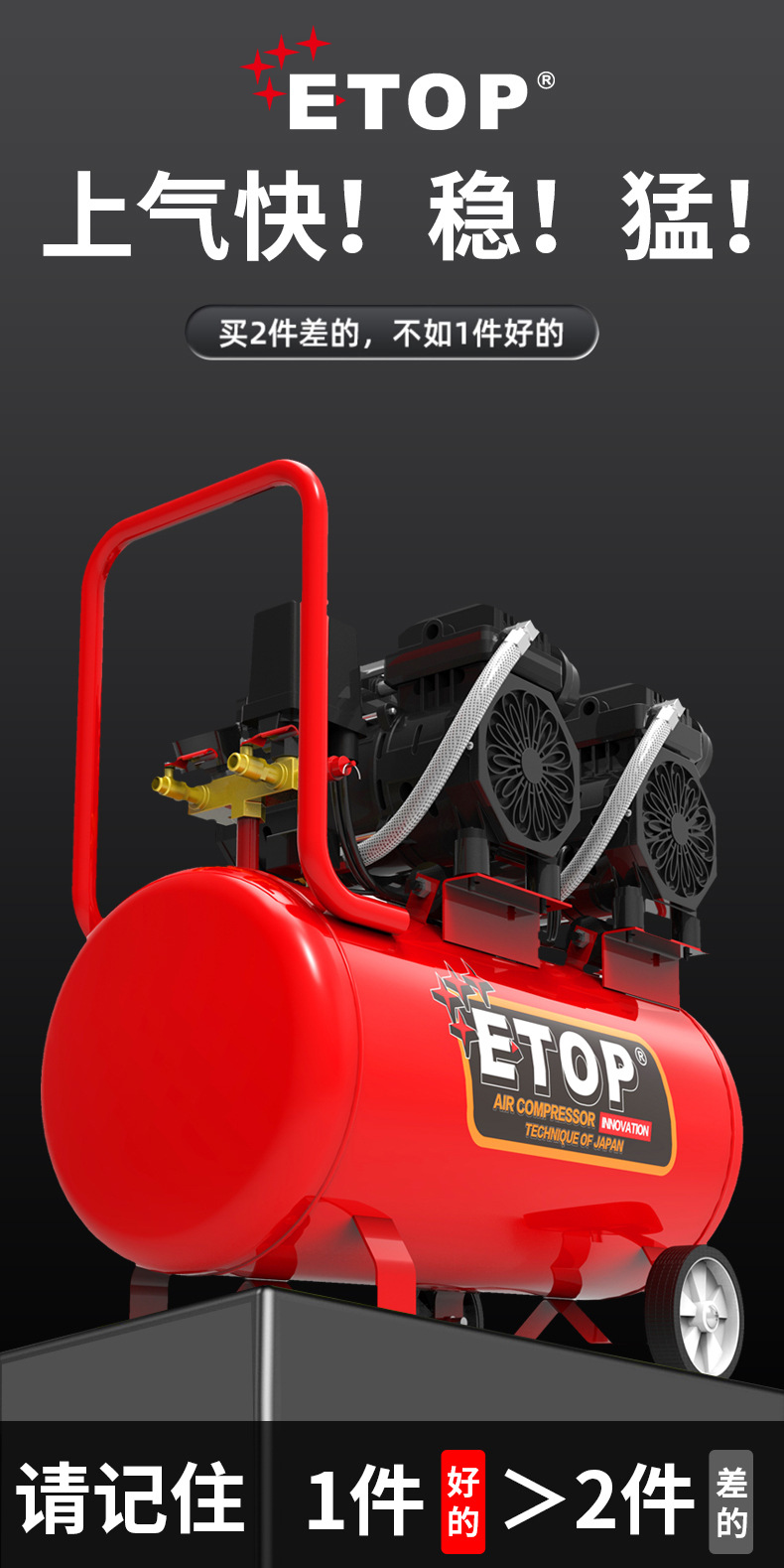 Bison Bosen mechanical air compressor oil-free household low-frequency 220v110v air compressor, woodworking, dental, real stone paint, industrial and household pic 1