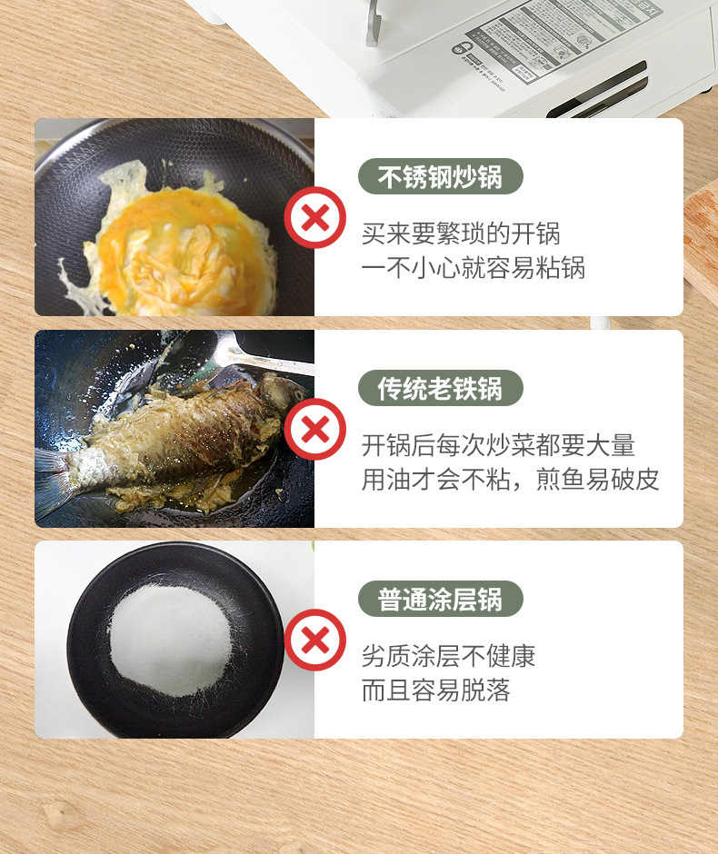 Tourmaline non-stick wok, household wok, multi-functional portable cooking wok, kitchen internet-famous flat non-stick star anise wok pic 13