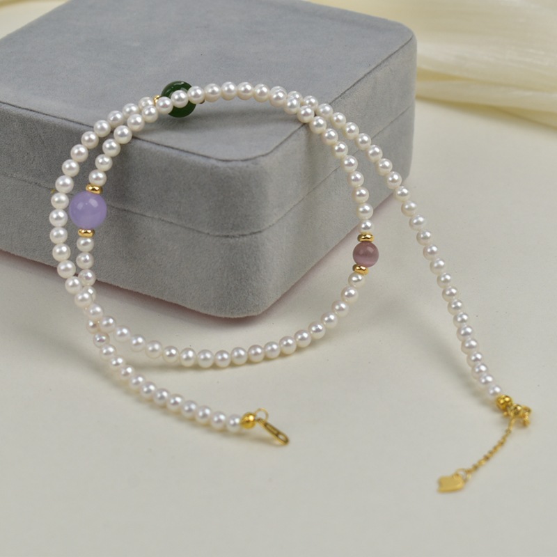 天然淡水珍珠项链女轻奢简约百搭锁骨链S925银玛瑙石珍珠颈链详情7