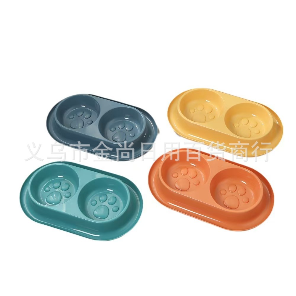 Candy-colored pet slow food bowls, dog bowls, cat food bowls, small and large dog anti-knock and anti-choking slow food double bowls pic 2