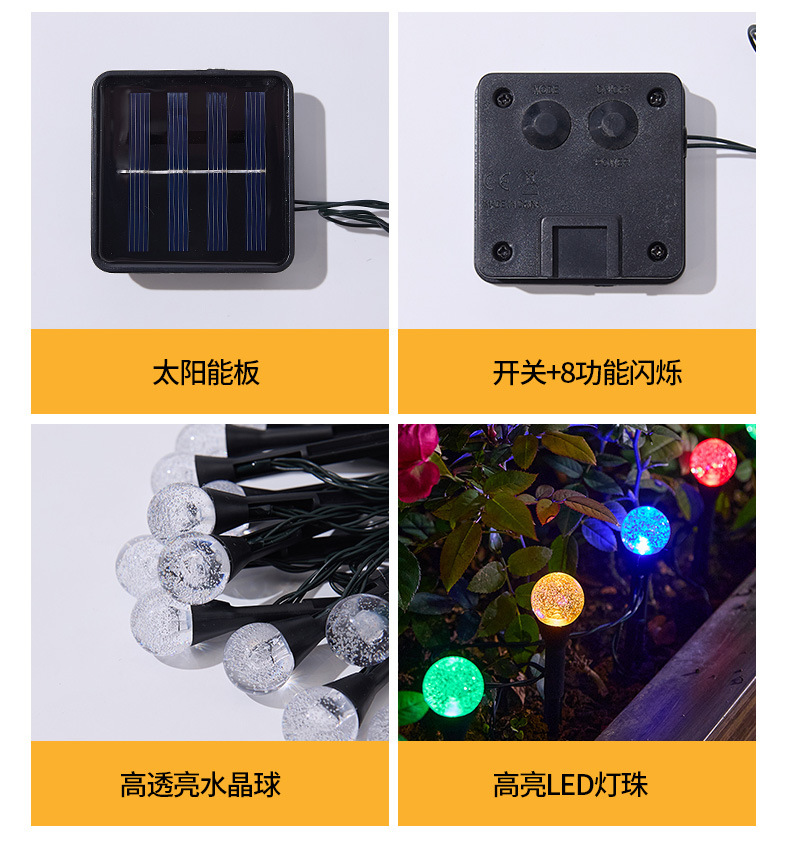 太阳能草坪灯LED彩灯庭院花园路引灯户外防水装饰地插灯串景观灯详情12