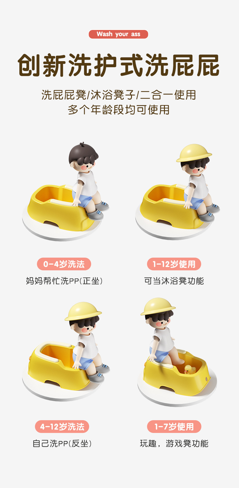 婴儿洗屁股神器宝宝洗屁屁盆坐浴盆坐便盆用品儿童坐便器坐便器新详情4