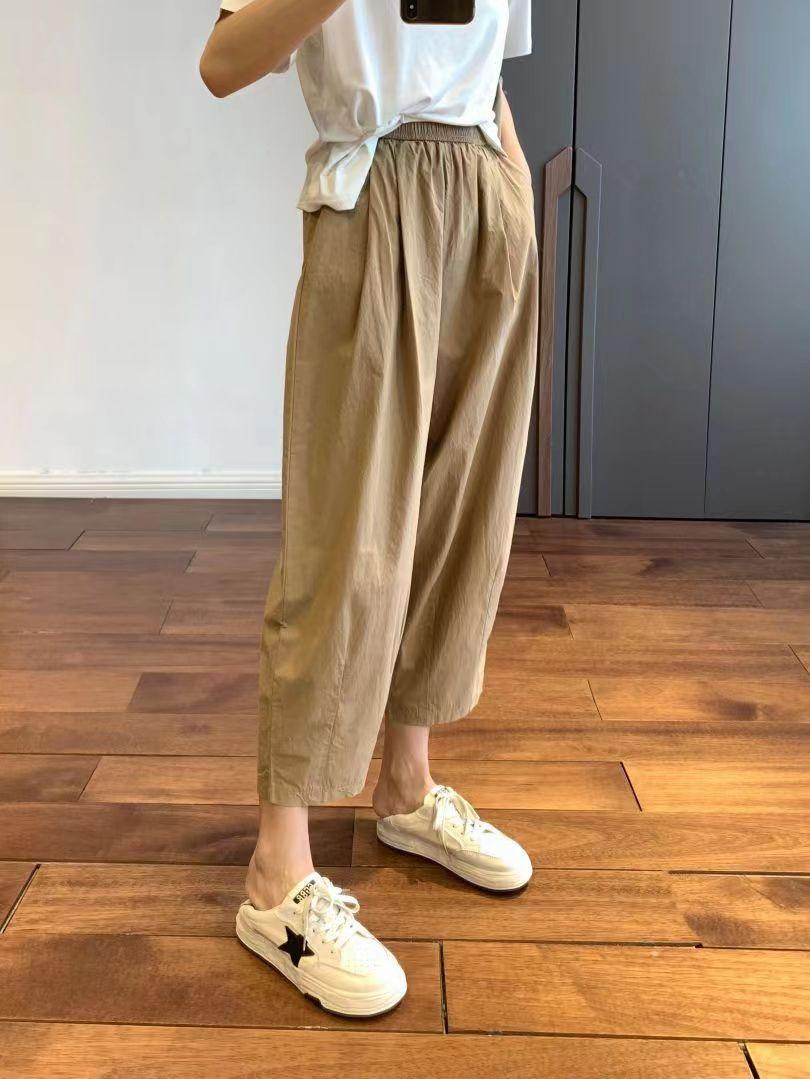 薄款阔腿九分裤女夏纯棉休闲直筒萝卜裤小个子日系显瘦宽松工装裤详情22