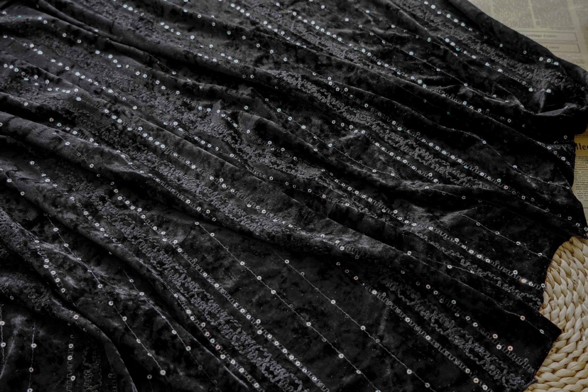 New milk velvet sequin stretch striped stage dress color fabric, spring and autumn diy texture fashion embroidered fabric pic 14