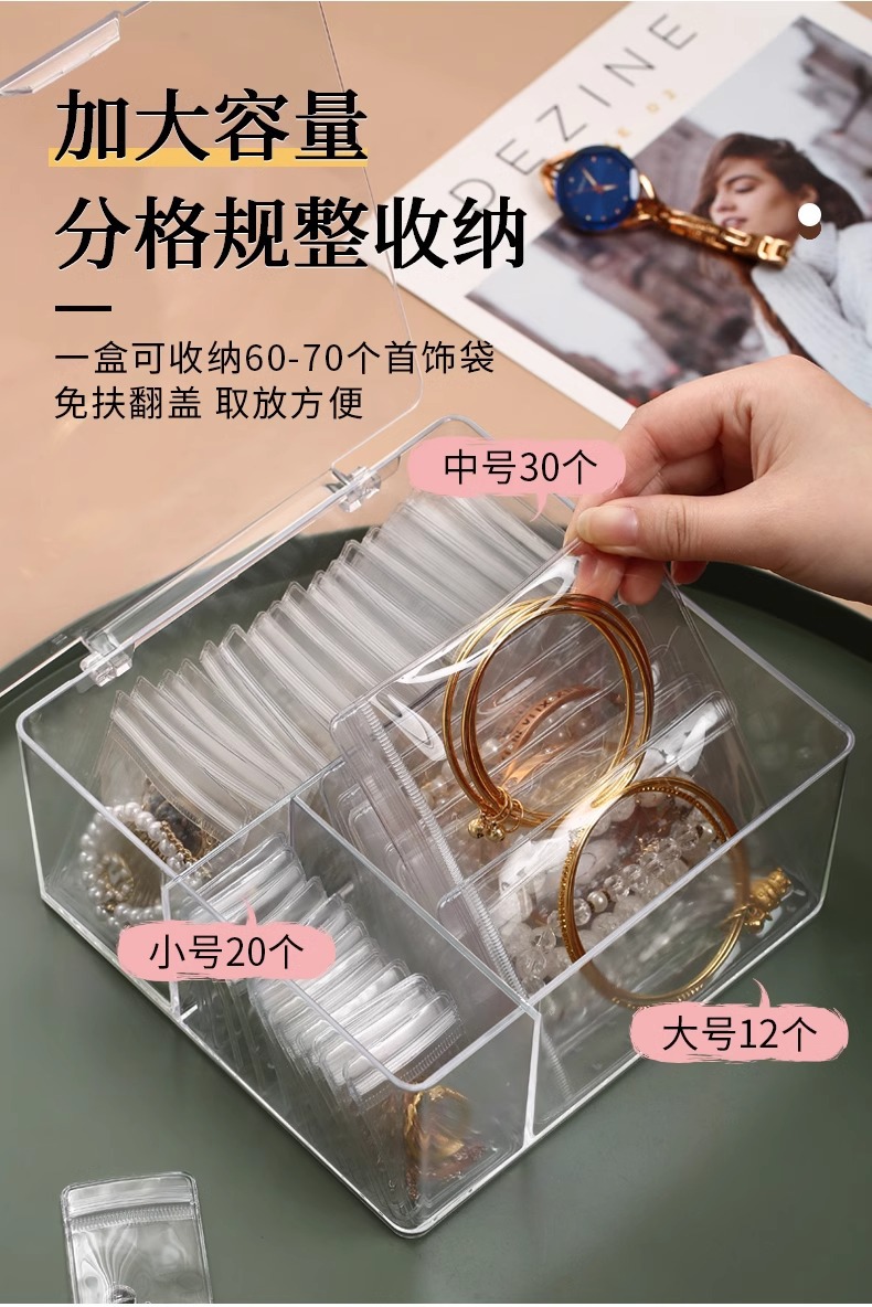 Anti-oxidation jewelry bag, sealed bag, pvc self-sealing bag, jewelry box, storage of ornaments, cultural relics, jade, ear stud, transparent bag pic 3