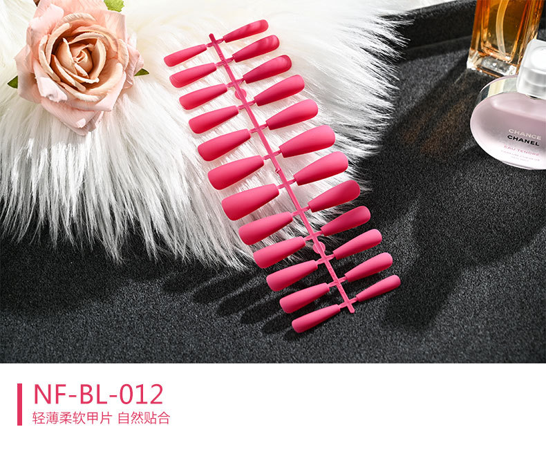 European and American mid-length solid color matte extra-long ballet nail trapezoidal matte wearable nail sheet false nails pic 12