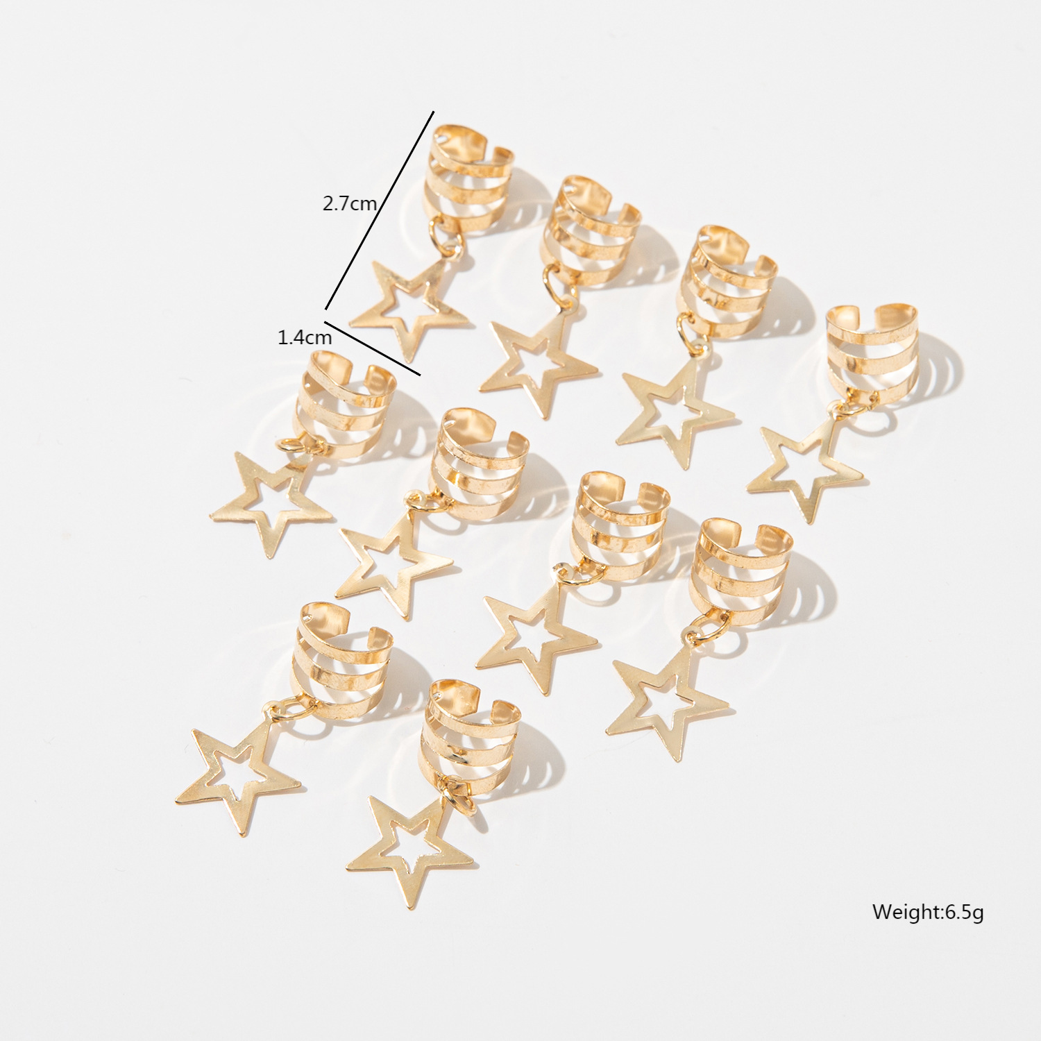 A 10-piece DIY hair accessory buckle set featuring cross-border dreadlocks, open hair bands, hollowed-out five-pointed stars, butterflies and hearts pic 3