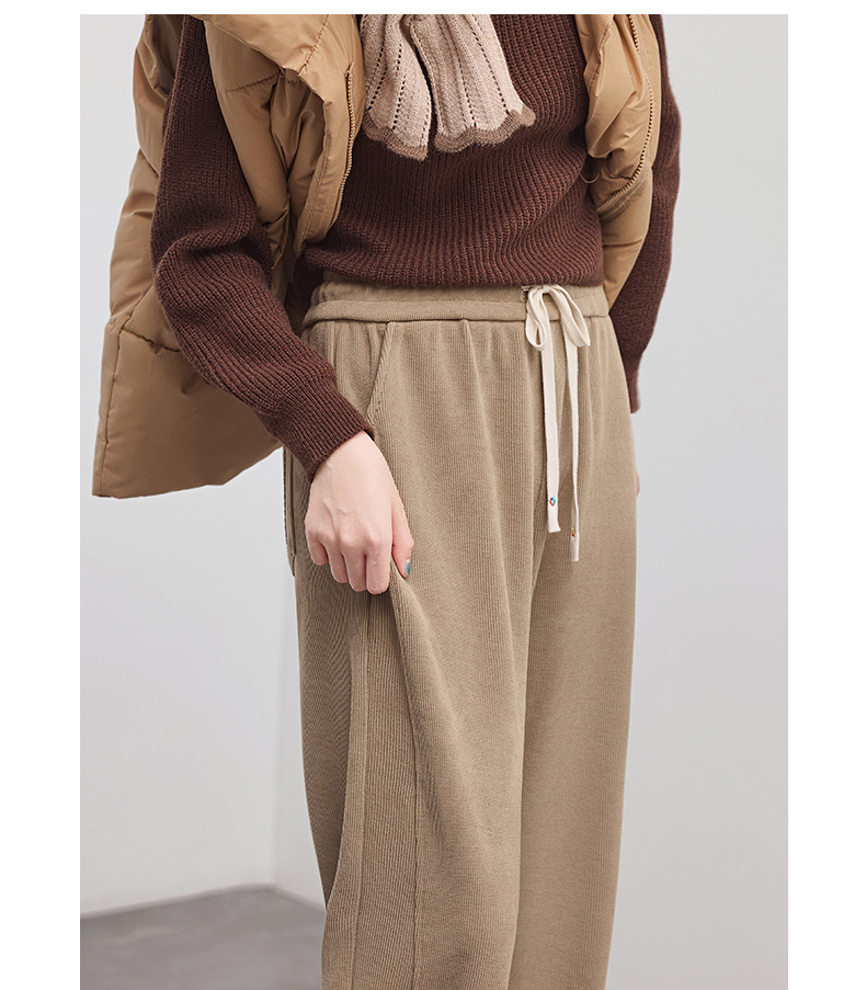 欧棉绒窄版阔腿裤女秋冬2025新款休闲高腰显宽松瘦垂感款式直筒裤详情25